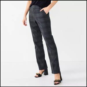 Nine West Barely Bootcut Gray Plaid Pants Sz 8 EUC